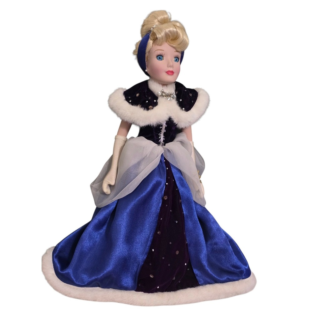 Cinderella Holiday Princess Porcelain Keepsake Doll‎ Blue Velvet Winter Gown